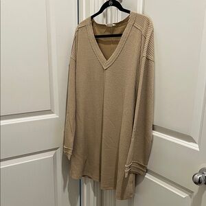 Chic Tan V-Neck Sweater for Women